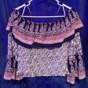 Off Shoulder Long Sleeve Blouse